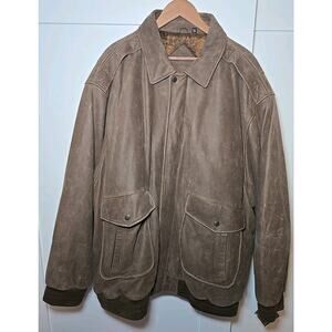 Vintage Roundtree & Yorke Brown leather Flight bomber Jacket Size 3XL Tall